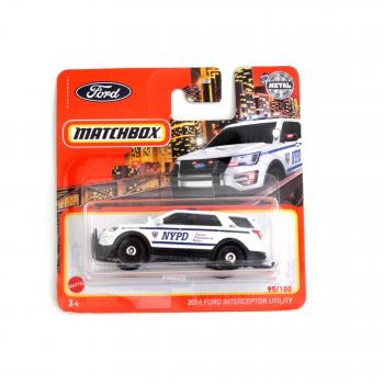 95/100 Matchbox 2016 Ford Interceptor Utility NYPD White weiß C08590