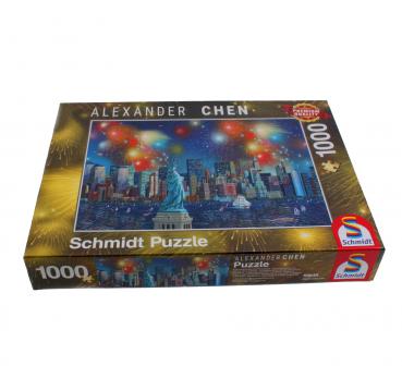 Schmidt Spiele Puzzle Alexander Chen, Freiheitsstatue mit Feuerwerk, 1.000 Teile 59649